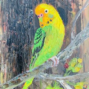 Bird Painting Green Parrot Oil Painting Gallery Wall Artwork - Etsy