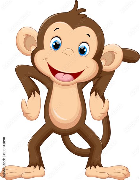 Cute monkey cartoon Stock Vector | Adobe Stock