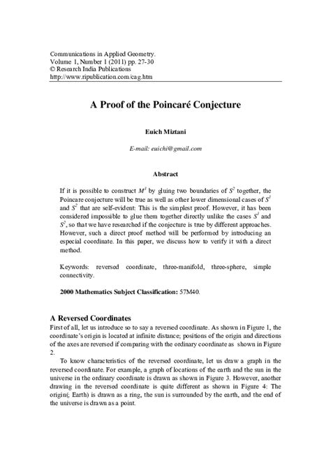 (PDF) A proof of the Poincare conjecture | Euich Miztani - Academia.edu