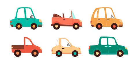 Vector cartoon cars collection for children designs. Isolated simple ...