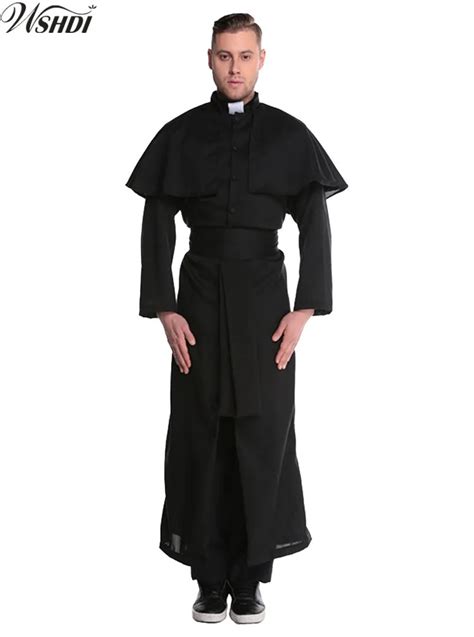 2018 Mens Priest Halloween Masquerade Cosplay Jesus Christ Costume Man ...