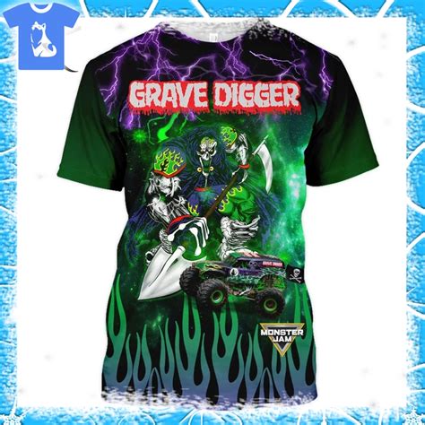 Monster Jam Truck Grave Digger Green Abstract Hoodie - Shibtee Clothing