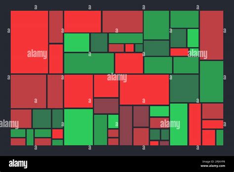 Treemap graph template. Green and red colors. Vector illustration. Heat ...