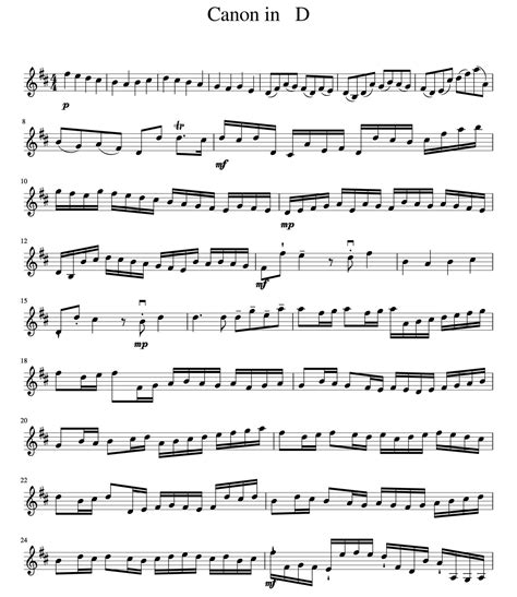 Easy Violin Sheet Music: Canon in D