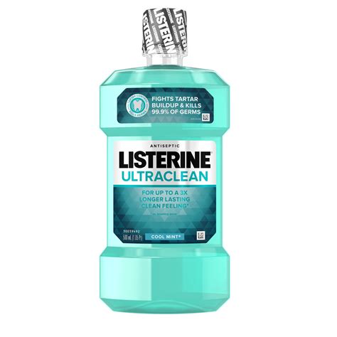 Listerine Ultraclean Oral Care Antiseptic Mouthwash, Cool Mint, 500 ml ...