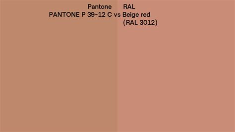 Pantone P 39-12 C vs RAL Beige red (RAL 3012) side by side comparison