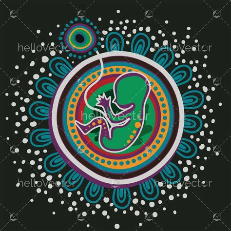 An aboriginal-style artwork depicting a baby in the womb - Download ...