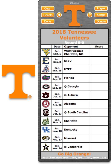 Ut Vols Football Schedule 2022 Printable - Printable Schedule