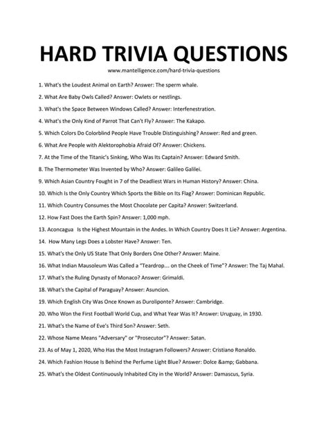 139 Best Hard Trivia Questions and Answers - Test your knowledge.