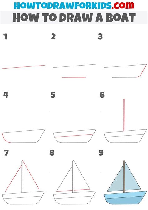 How to Draw a Boat - Easy Drawing Tutorial For Kids | Boat drawing ...