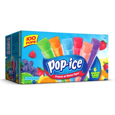 Pop-Ice 6 Fruity Flavors Giant Freeze Pops, 1.5 Oz., 100 Count ...