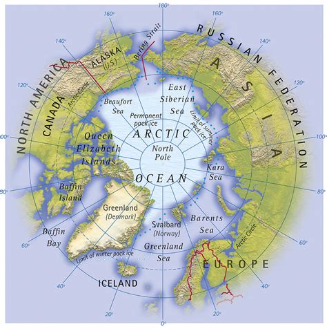 Digital Illustration Of Map Showing Position Of Arctic Ocean And ...