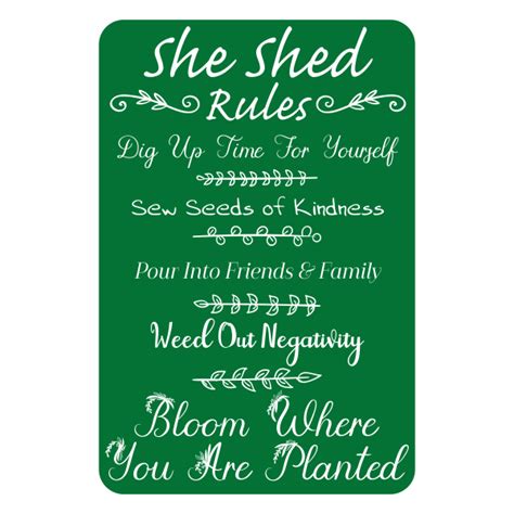 She Shed Rules Personal Gardening Sign | 4" x 6" | CustomSigns.com