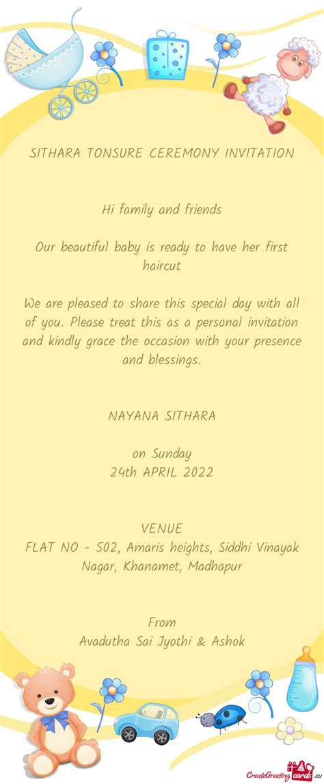 SITHARA TONSURE CEREMONY INVITATION - Free cards