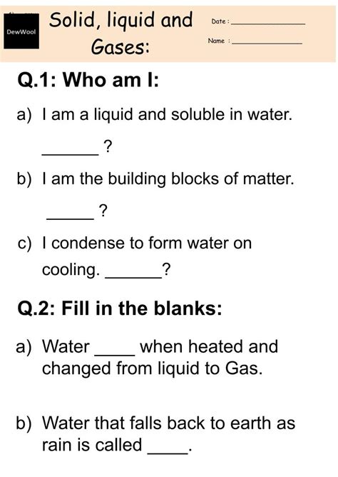 Matter Worksheets for Science Education