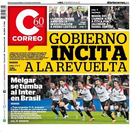 Periódico Diario Correo (Perú). Periódicos de Perú. Edición de viernes ...