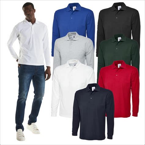 Uneek Unisex Men's Long Sleeve Polo Shirt Work Casual Leisure Polo T ...