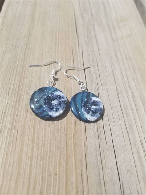 Space earrings Moon jewelry Celestial accessory Hand | Etsy