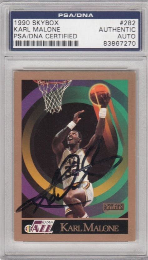 Karl Malone Utah Jazz 1990 SkyBox Signed AUTOGRAPH - PSA/DNA Certified ...