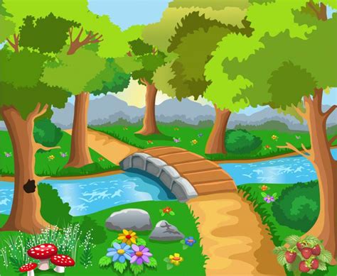 Cute cartoon landscape vector Free Vector / 4Vector