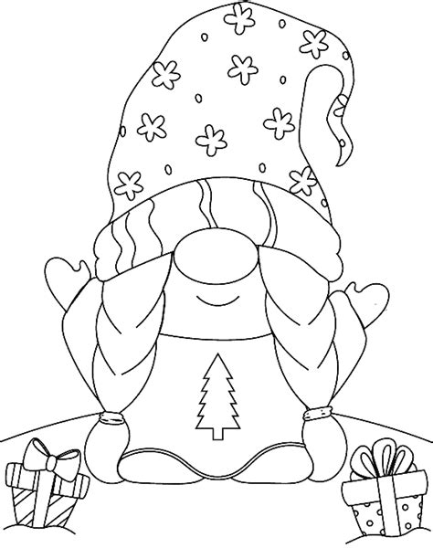 Free Printable Cute Christmas Gnome Coloring Pages