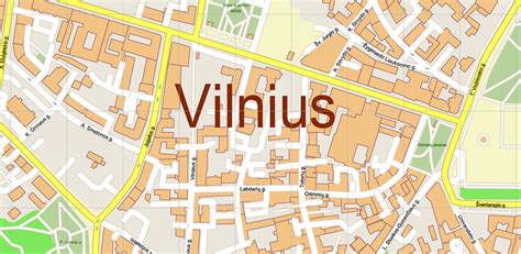 Vilnius Lithuania Map Vector City Plan High Detailed Street Map ...