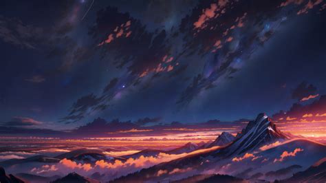 1600x900 Resolution Mountain Peak HD Anime LandscapeArt 1600x900 ...