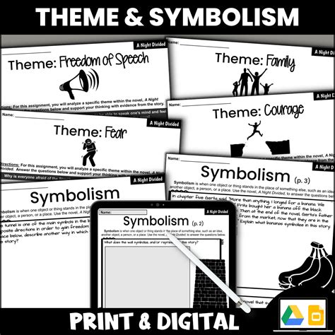 A Night Divided Novel Study Theme and Symbolism Extension Activities ...