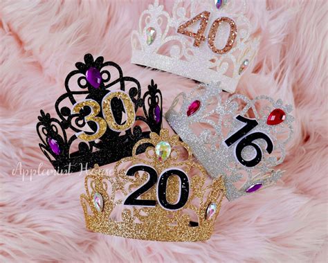 Birthday Crown, Adults Birthday Party Crown, Glitter Gold Crown With ...