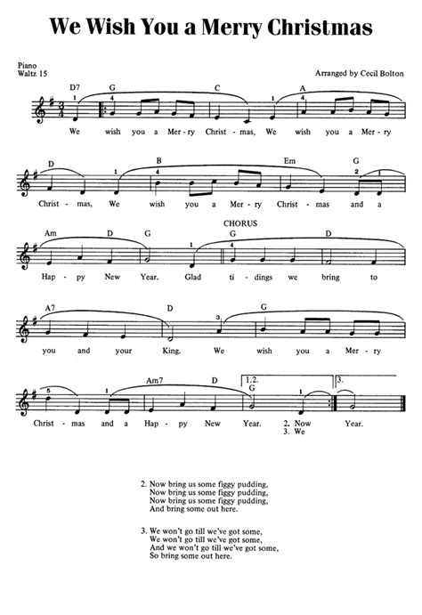 WE WISH YOU A MERRY CHRISTMAS Easy Sheet music | Easy Sheet Music