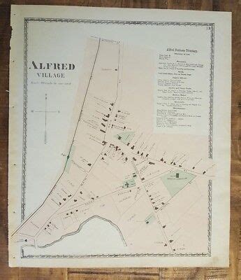 Antique Colored MAP - ALFRED VILLAGE, MAINE - / Atlas York County, ME ...