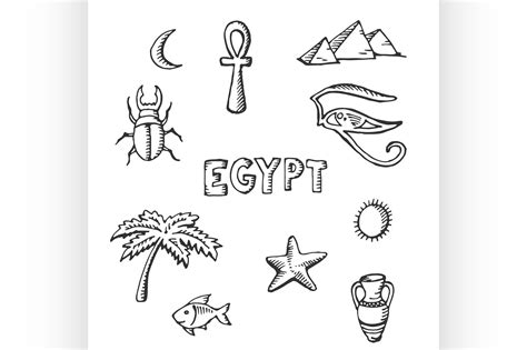 sketch collection of Egyptian symbols By Netkoff | TheHungryJPEG