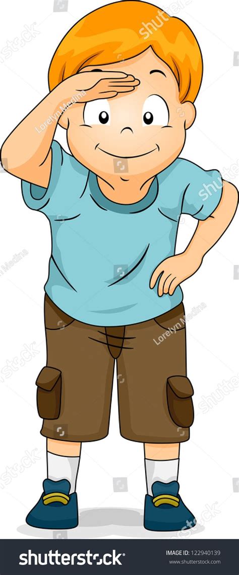 Illustration Boy His Hand Near His Stock Vector (Royalty Free ...