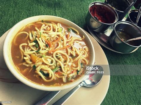 Thukpa With Spicey Chutney Served In Leh Ladakh Stock Photo - Download ...