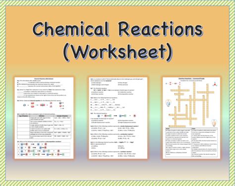 Chemical Reactions - Worksheet | Printable and Distance Learning | Made ...