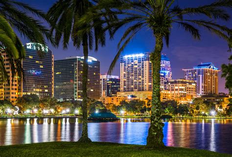 Orlando Florida, skyline, Lake Eola, cityscape, skyscrapers ...