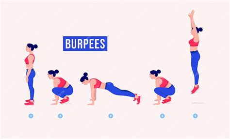 Premium Vector | Burpees exercise Woman workout fitness aerobic and ...