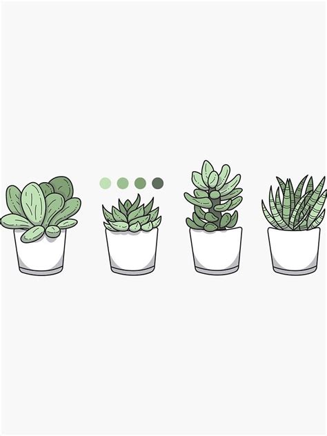 Tiny Potted Succulents and Gradient Sticker by BountifulBean ...