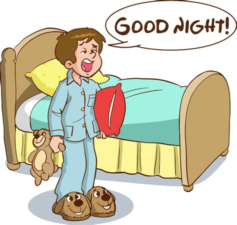 sleepy yawning kids and parents good night cartoon vector 21081227 ...