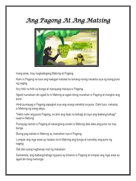 Ang Pagong at Ang Matsing | PDF