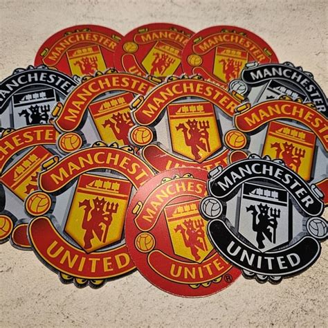 12 Manchester united holographic stickers - Folksy