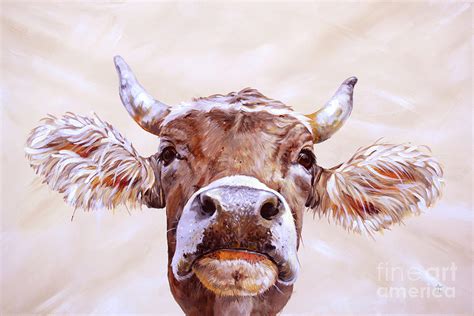 Face Time - Brown Swiss Cow Painting by Annie Troe - Fine Art America