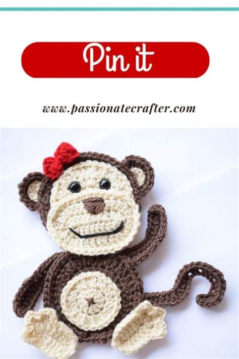 Free crochet Monkey applique pattern - Passionate Crafter