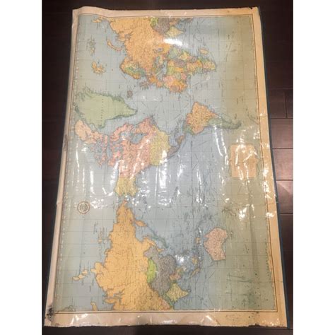 Vintage 1970s Rand McNally World Map - Formerly School Pulldown | Chairish