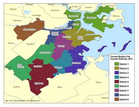 Boston neighborhood map - Map of Boston neighborhoods (United States of ...