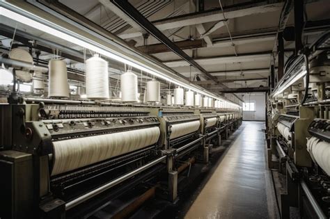 Premium AI Image | Textile mill with rows of machines producing ...