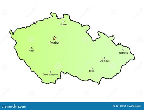 Czech Republic Map With Main Cities Stock Vector - Image: 13119051