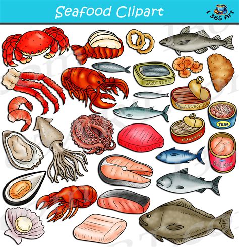 Seafood Clipart Set Download - Clipart 4 School