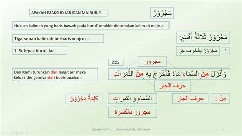 NOTA : SAROF DAN NAHU - TUITION: Huruf Jar, Majrur dan Idhofah.