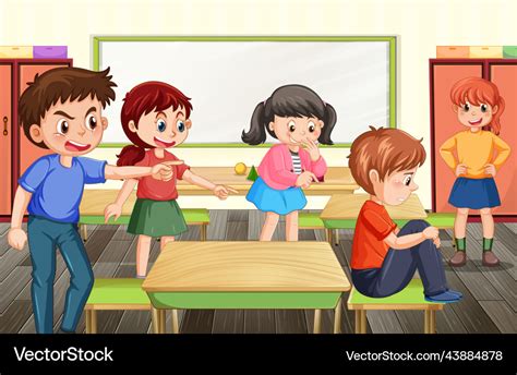 School bullying with student cartoon characters Vector Image